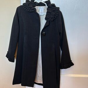 4T Black Ruffle Neck Coat